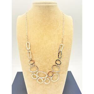 Sterling Silver Statement Necklace • Mexico Hammered Links • ATI .925